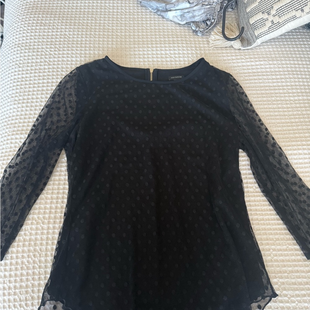 Ann Taylor Black Polka Dot Blouse
